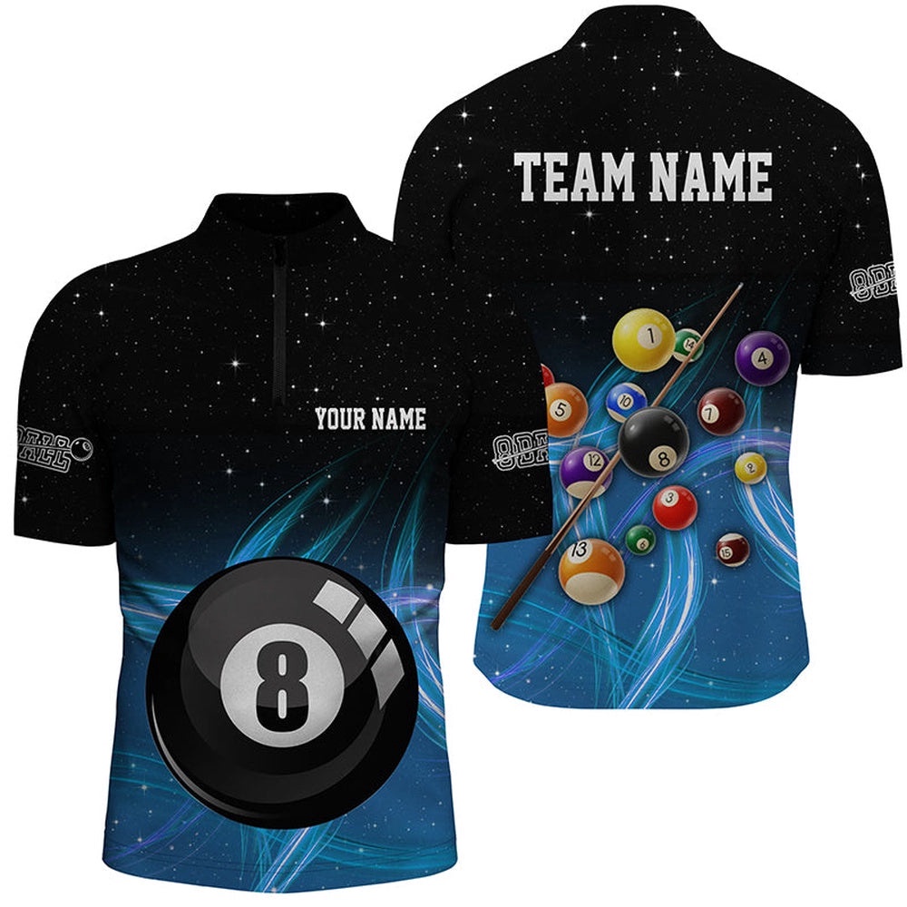 Blue Gradient 8 Ball Billiard 3D Jersey Shirts, Custom 8 Ball Pool Team Jerseys, Personalized Billiard Team Jersey Shirt