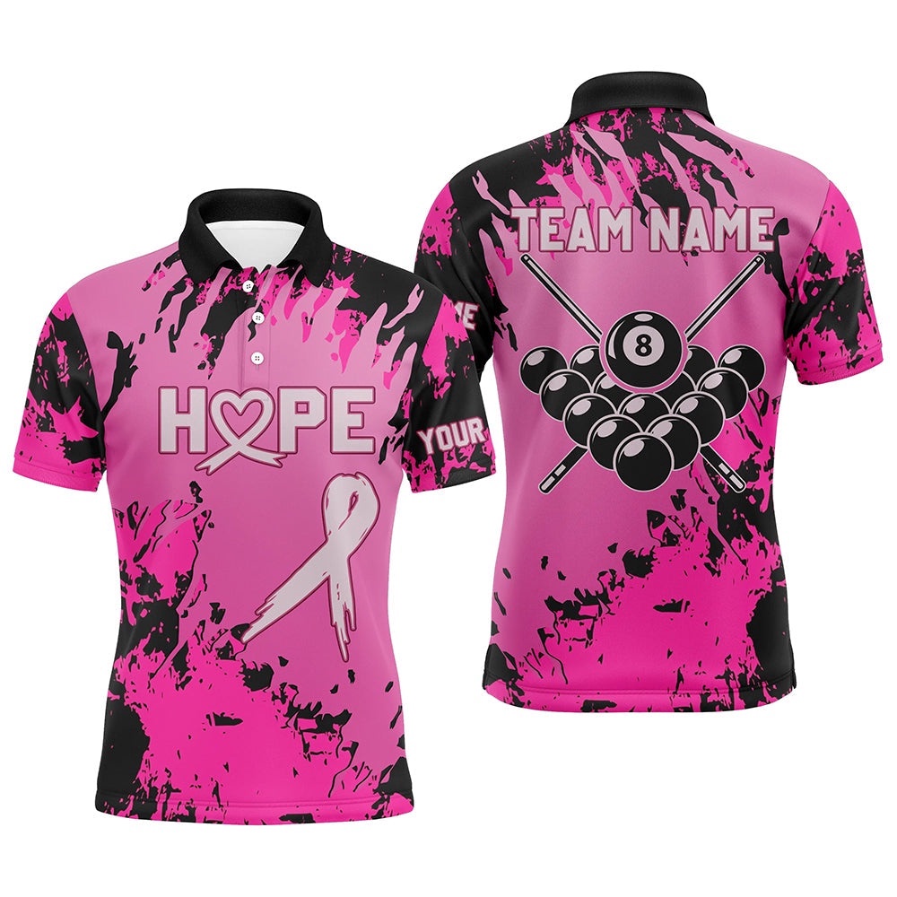 Breast Cancer Awareness Pink Camo Billiard Polo Shirts Custom Billiard Polo, Personalized Billiard Polo Shirt