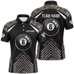 Camo Black Billiard 8 Ball Pool Polo&hellip;