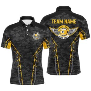Camo Yellow 9 Ball Pool Polo Shirts,&hellip;
