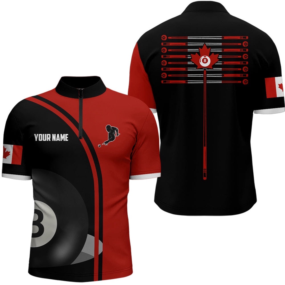 Canadian Flag 8 Ball Pool 8 Ball Pool Jerseys, Personalized Billiard Team Jersey Shirt
