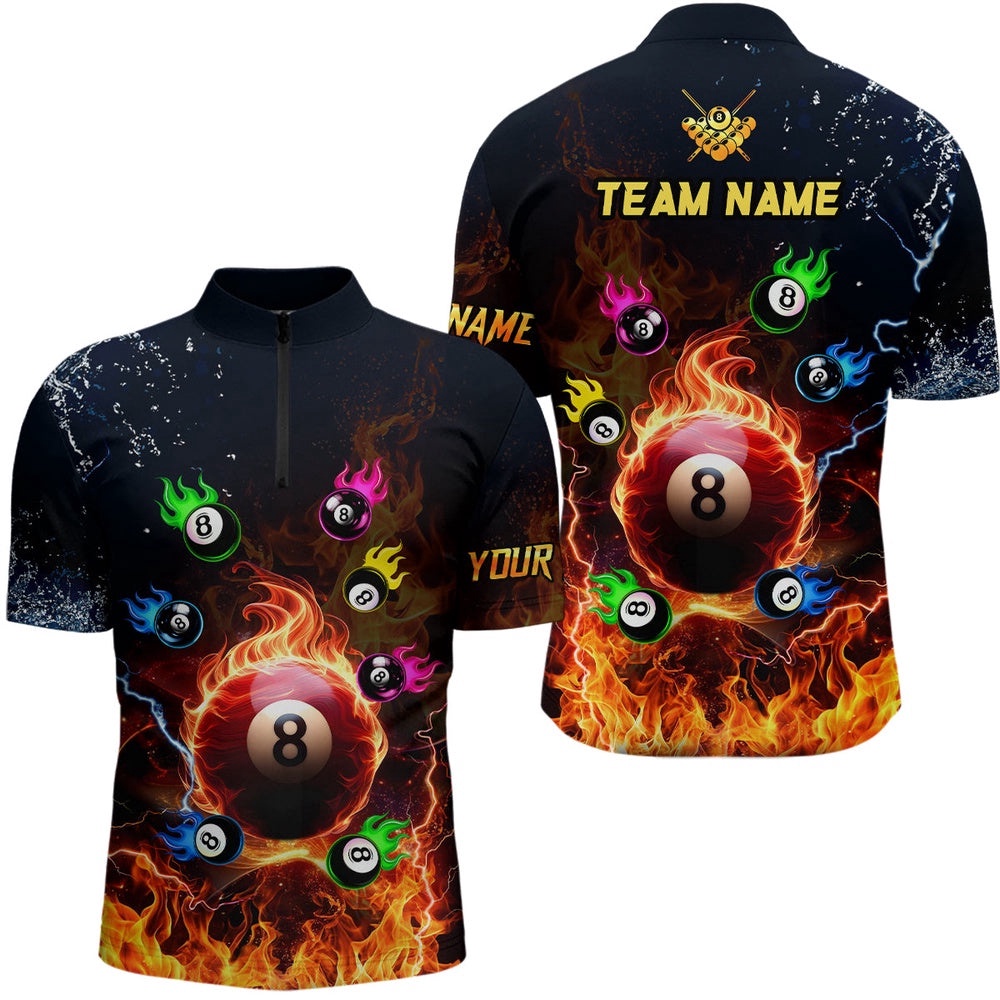 Colorful 8 Ball Fire 3D Jersey & Jersey Shirts, Team League Billiard Jerseys, Personalized Billiard Team Jersey Shirt