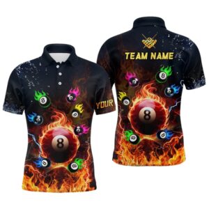 Colorful 8 Ball Fire 3D Polo &&hellip;