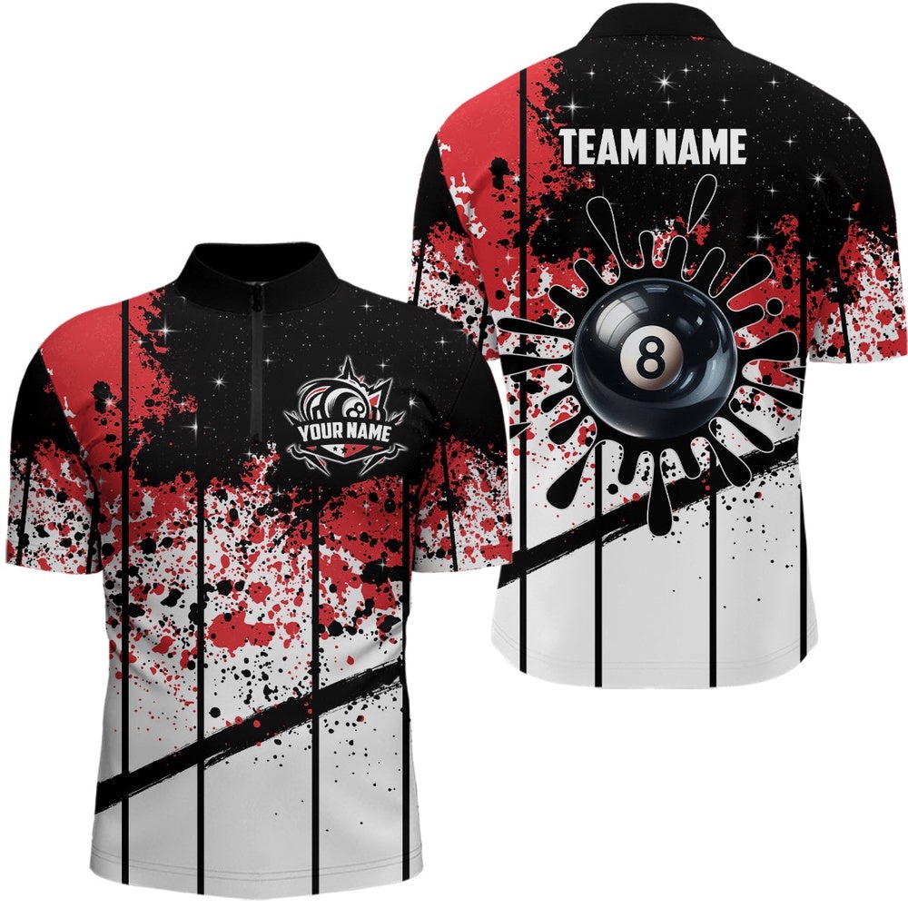 Custom Billiard 8 Ball Grunge Jersey Shirts, 8 Ball Pool Billiard Attire Jerseys, Personalized Billiard Team Jersey Shirt