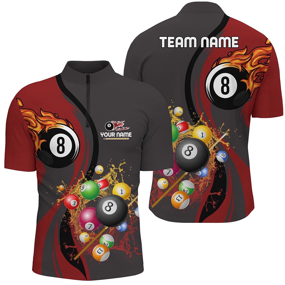 Custom Billiards Ball 8 Water Flow Jersey Shirt, Custom 8 Ball Flame Billiard Jerseys, Personalized Billiard Team Jersey Shirt