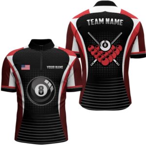 Custom Black Red Billiard Jerseys Jersey Shirts&hellip;