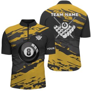 Custom Black Yellow Camouflage Billiard Jersey Shirts&hellip;