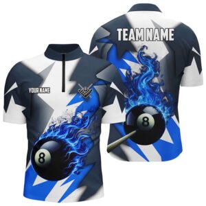 Custom Blue Flaming 8 Ball Pool Jerseys&hellip;