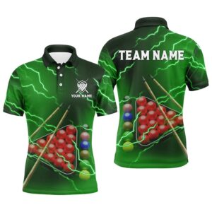 Custom Green Thunder Lightning Billiard Polo Shirts&hellip;