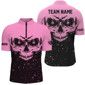 Custom Grunge Pink Black Skull Billiard Jerseys&hellip;