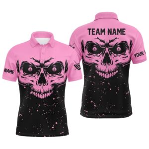 Custom Grunge Pink Black Skull Billiard Polo&hellip;