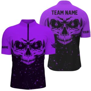 Custom Grunge Purple Black Skull Billiard Jerseys&hellip;