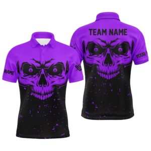 Custom Grunge Purple Black Skull Billiard Polo&hellip;