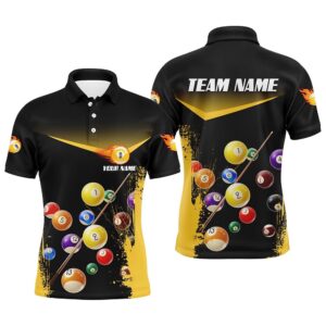 Custom Grunge Yellow 9 Ball Pool Polo&hellip;