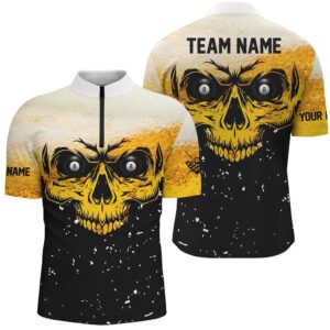 Custom Grunge Yellow Black Skull Billiard Jerseys&hellip;