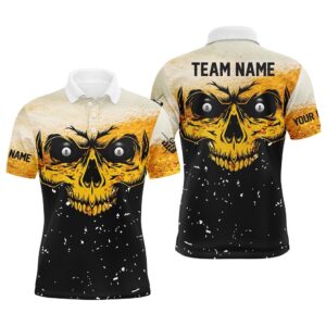 Custom Grunge Yellow Black Skull Billiard Polo&hellip;