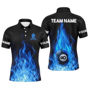 Custom Name Blue Flaming Billiard 3D Polo&hellip;