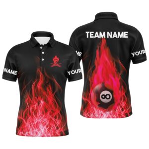 Custom Name Red Flaming Billiard 3D Polo&hellip;