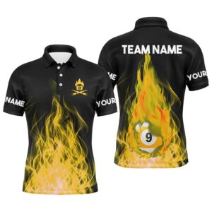 Custom Name Yellow Flaming Billiard 3D Polo&hellip;