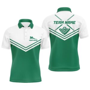 Custom White Green Billiard Player Polo Shirts&hellip;