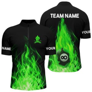 Customized Green Flaming Billiard 3D Jersey Shirts&hellip;