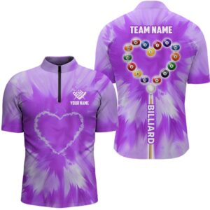 Customized Purple Tie Dye Heart Billiard Jersey&hellip;