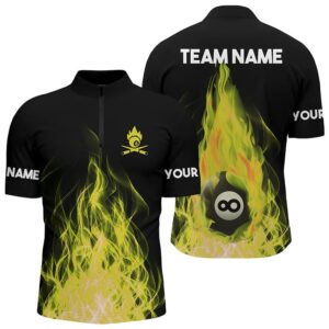 Customized Yellow Flaming Billiard 3D Jersey Shirts&hellip;