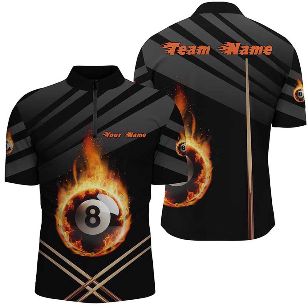 Fire 8 Ball Billiard 3D Jersey Shirts, Custom Name 8 Ball Pool Team Jerseys, Personalized Billiard Team Jersey Shirt
