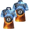 Fire And Water 8 Ball Pool Billiard Shirts Custom 3D Billiard Polo, Personalized Billiard Polo Shirt