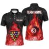 Fire And Water 8 Ball US Flag Custom 8 Ball Pool Polo, Personalized Billiard Polo Shirt