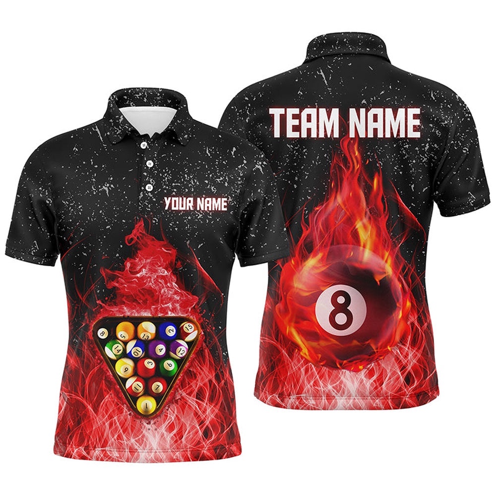 Fire Billiard Balls Red Black Billiard 3D Polo Shirts, 8 Ball Pool Shirts, Personalized Billiard Polo Shirt Fire Billiard Balls Red Black Billiard 3D Polo Shirts, 8 Ball Pool Shirts, Personalized Billiard Polo Shirt