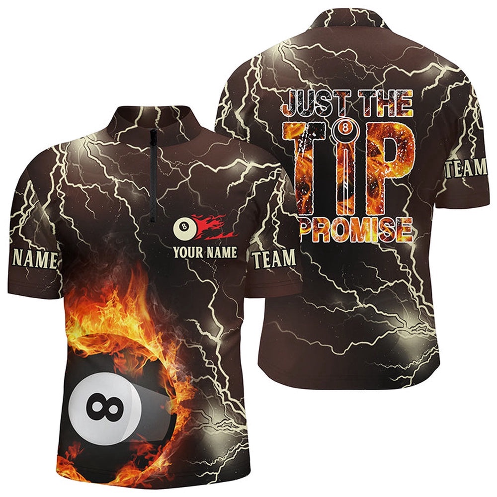 Fire Lightning 8 Ball Pool Just The Tip I Promise Billiard 3D Jersey Shirts, Personalized Billiard Team Jersey Shirt