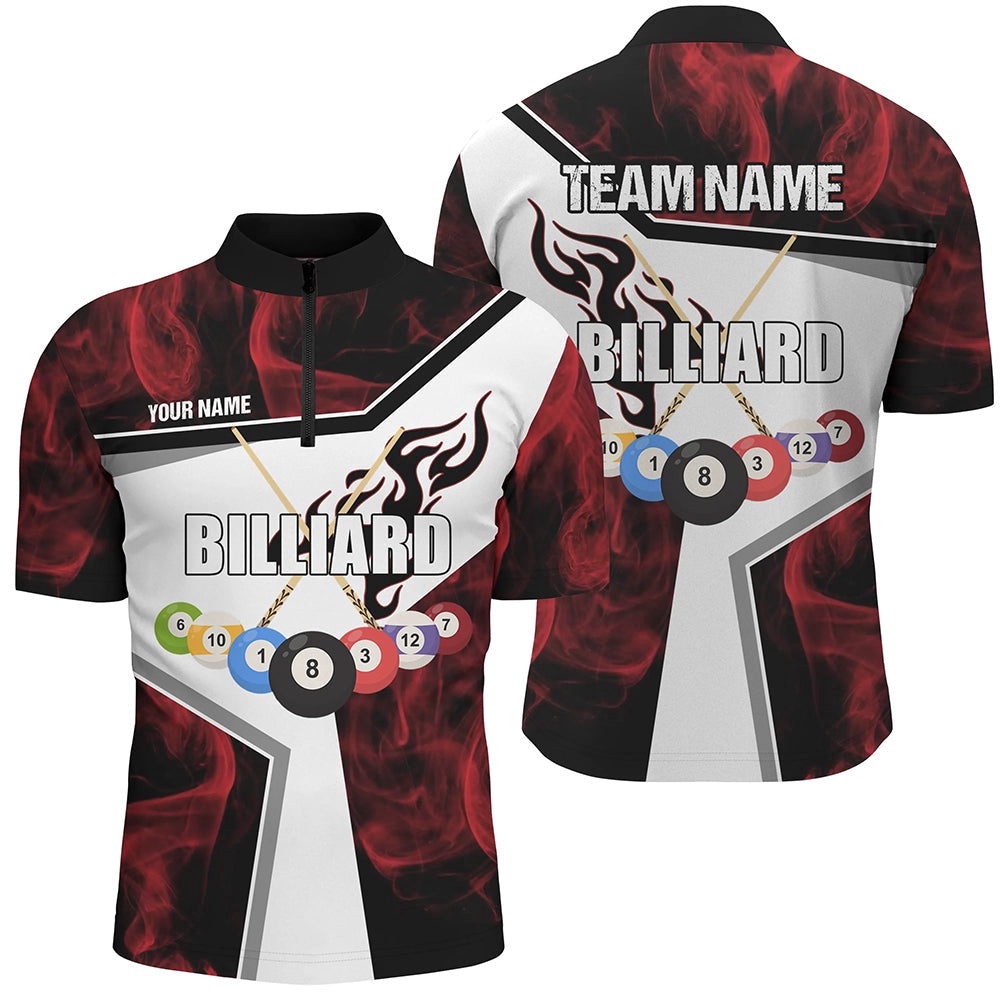 Flame Red Billiard Balls Jersey Shirts Custom Billiard Team Jerseys, Personalized Billiard Team Jersey Shirt