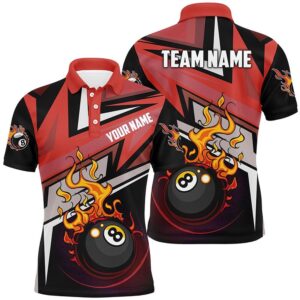 Funny 8 Ball Fire Billiard Polo Shirts&hellip;