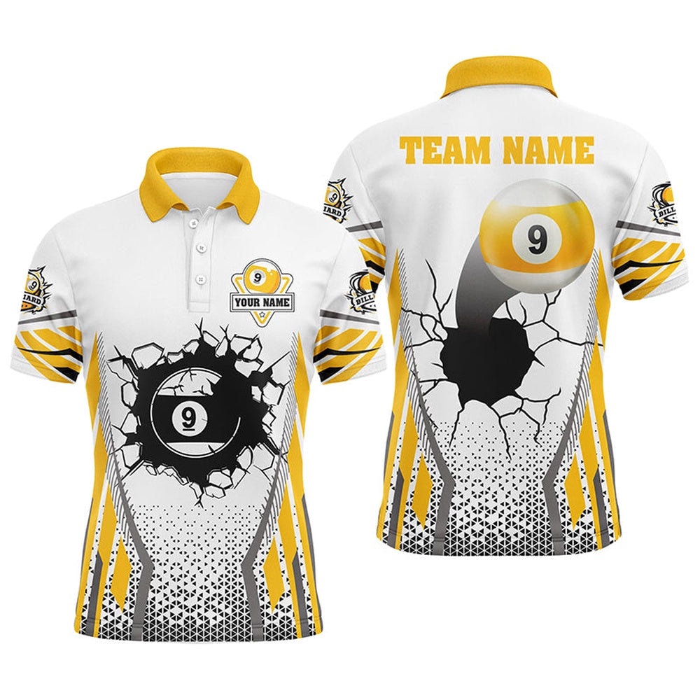 Funny 9 Ball Pool Billiard Polo Shirts Custom 9 Ball Billiard Polo Attire, Personalized Billiard Polo Shirt