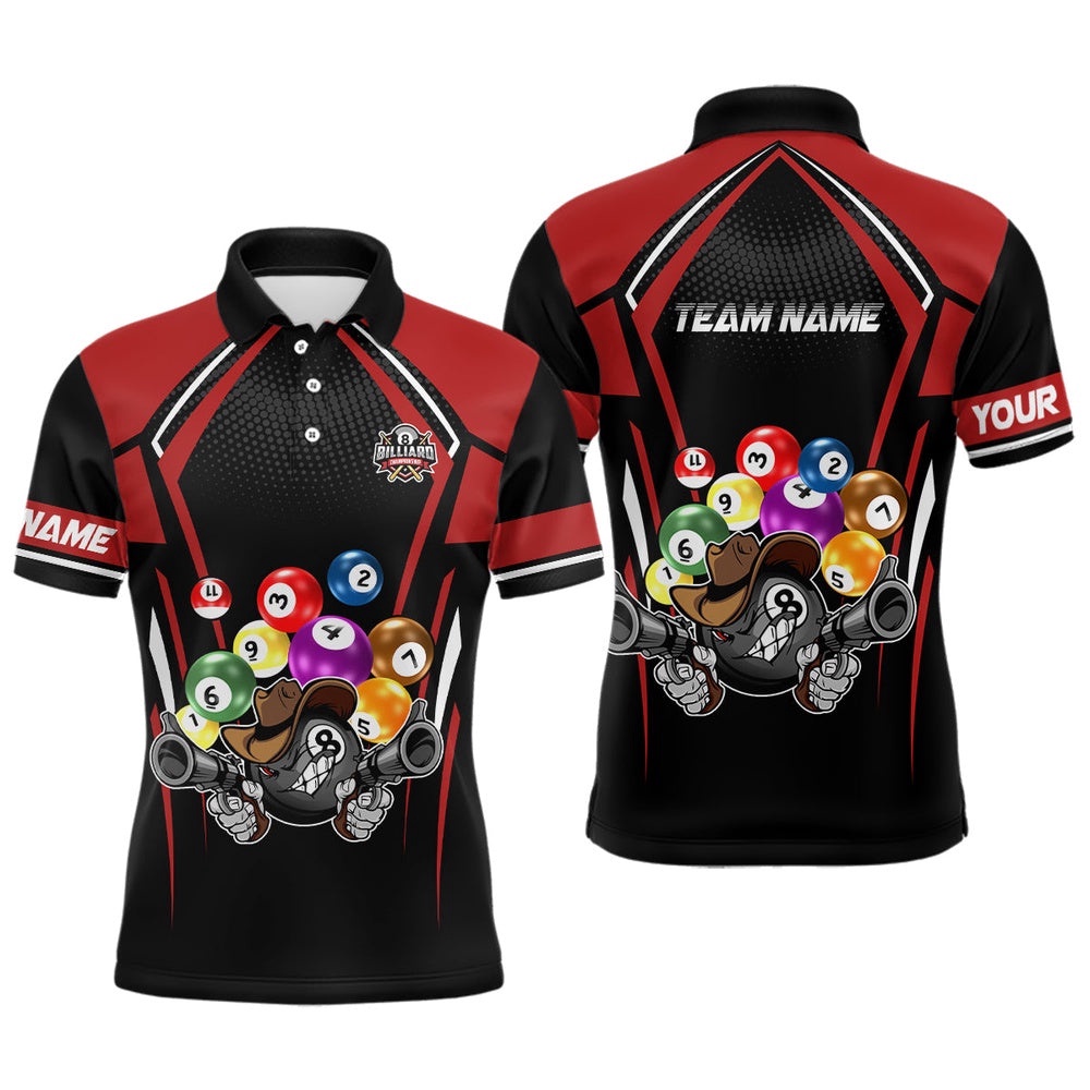 Funny Billiard Balls Polo Shirts Custom Team Name Billiard Polo, Personalized Billiard Polo Shirt