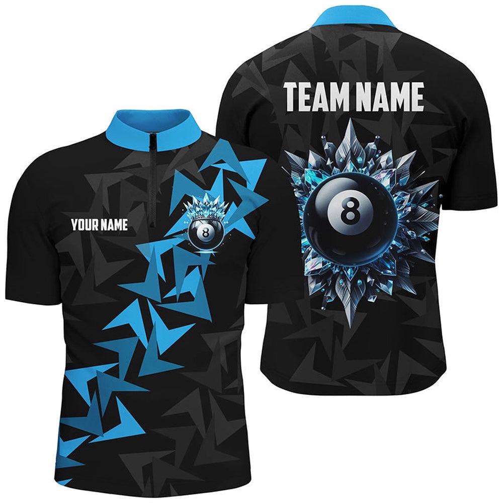 Funny Blue 8 Ball Pool Ice Custom Billiard Shirts, Unique Billiard Jerseys Attire, Personalized Billiard Team Jersey Shirt