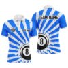 Funny Grunge Billiard 8 Ball Polo & Polo Shirts Custom Purple 8 Ball Pool Polo Attire, Personalized Billiard Polo Shirt