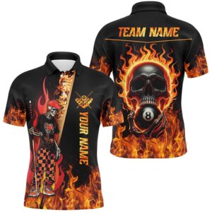 Funny Skeleton Fire Flame 3D Billiard Shirts&hellip;