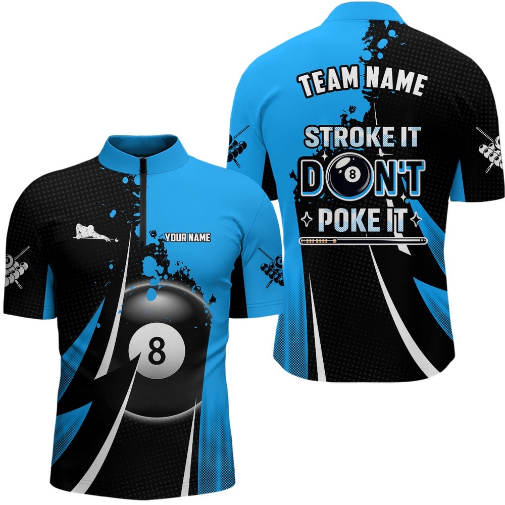 Funny Stroke It Don’T Poke It Jersey Shirts Custom 8 Ball Pool Billiard Jerseys, Personalized Billiard Team Jersey Shirt