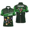 Green 8 Ball Galaxy Billiards Polo Shirts Custom 3D Billiard Polo Shirts, Personalized Billiard Polo Shirt