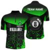 Green Fire 8 Ball Billiard 3D Jersey Shirts, Custom 8 Ball Pool Team Jerseys, Personalized Billiard Team Jersey Shirt