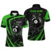 Green Glass Break 8 Ball Billiard 3D Polo Shirts, Custom 8 Ball Pool Polo, Personalized Billiard Polo Shirt