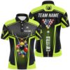 Green Neon Polo Billiard Balls Shirts Custom 3D Pool League Shirts, Personalized Billiard Polo Shirt