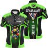 Green Neon Polo Billiard Balls Shirts Custom 3D Pool League Shirts, Personalized Billiard Polo Shirt