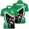 Green White 3D Billiard Balls Luckiest Polo Shirts Customized Billiard Polo For Patrick Day, Personalized Billiard Polo Shirt