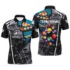 Grey Grunge Fire 8 Ball 3D Pool Balls Billiard Polo, Personalized Billiard Polo Shirt