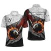 Grey Grunge Fire 8 Ball Pool Cue Billiard Shirts Custom Billiard Polo For Pooler, Personalized Billiard Polo Shirt