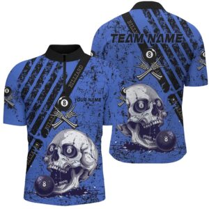 Grunge Blue Billiard Skull Custom Billiard Shirts,&hellip;