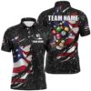 Grunge US Argentina Flag 3D Billiard Balls Pool Shirts Custom Patriotic Billiard Polo, Personalized Billiard Polo Shirt
